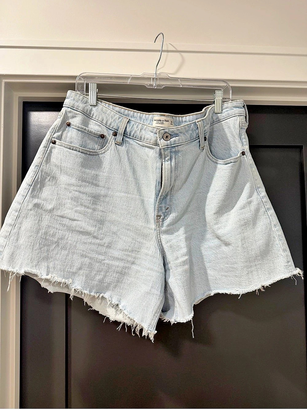 Abercrombie & Fitch High Rise Dad Short Jean Shorts Blue Waist 33